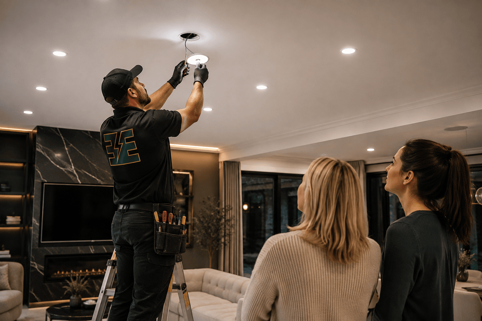 LED downlight installation in Calgary